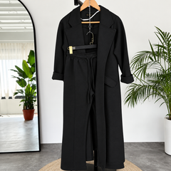 Long Trench Coat Style 2-Pcs Winter Co-Ord Set.