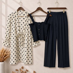 Smokey Polka Flapper Gown 3 Piece