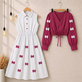 Classic Wine Bow Embellished Maxi 2-Piece