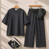 Round Neck Style Short Sleeve 2-Pcs Summer Tracksuit For Her CWTS-02
