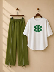 Casual Print Flapper Style 2-Pcs Summer Tracksuit For Her CWTS-02