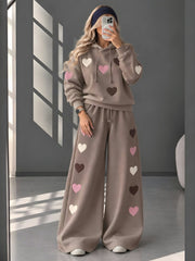 Multi Heart Print Premium Quality Winter CoOrd Set For Her