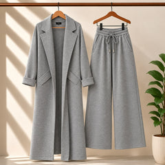 Long Trench Coat Style 2-Pcs Winter Co-Ord Set.