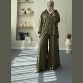 Wide-Leg Bottom Over Size Style Premium Quality Winter 2-Pcs Tracksuit. CWTS-39