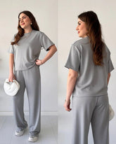 Comfort Round Neck Style Short Sleeve 2-Pcs Summer Tracksuit For Her CWTS-02