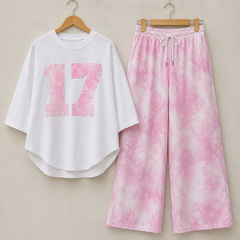 Tie-Dye Style Western 2-Pcs Summer Tracksuit For Her CWTS-01