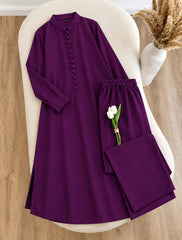 Comfort Premium Quality Long Button CoOrd Set 2 Piece