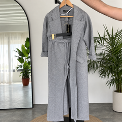 Long Trench Coat Style 2-Pcs Winter Co-Ord Set.