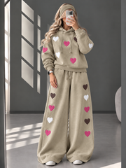 Multi Heart Print Premium Quality Winter CoOrd Set For Her