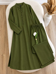 Comfort Premium Quality Long Button CoOrd Set 2 Piece