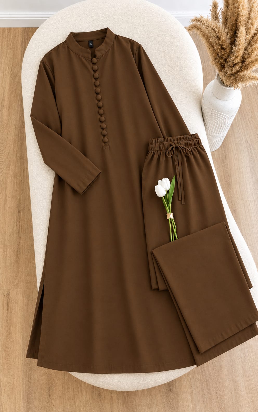 Comfort Premium Quality Long Button CoOrd Set 2 Piece