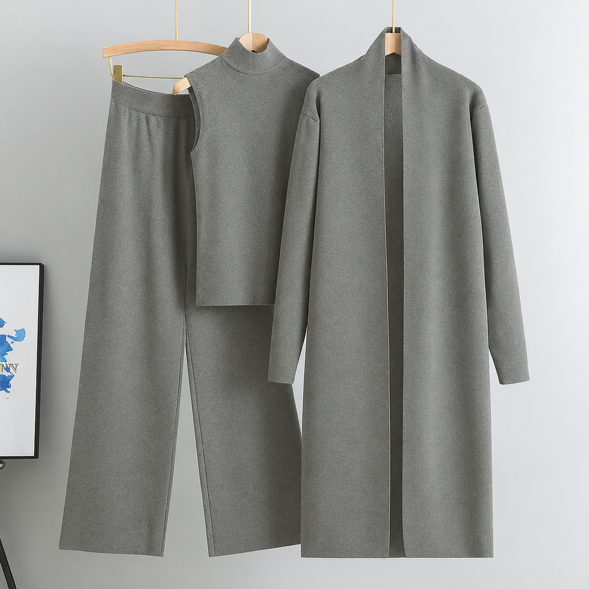 Long Gown Style 3-Pcs Winter Co-Ord Suit. WWTS-13