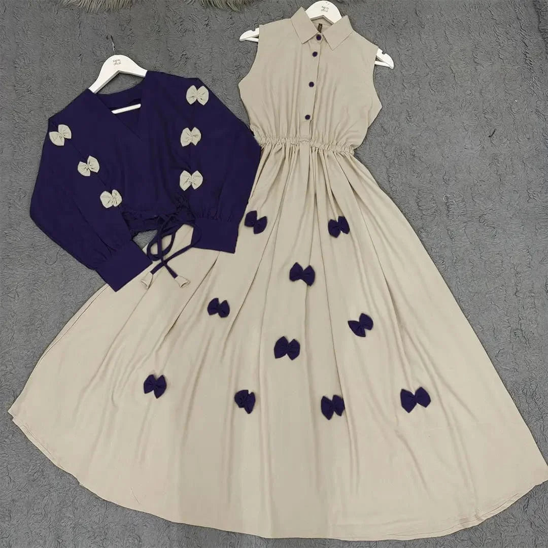 Classic Wine Bow Embellished Maxi 2-Piece