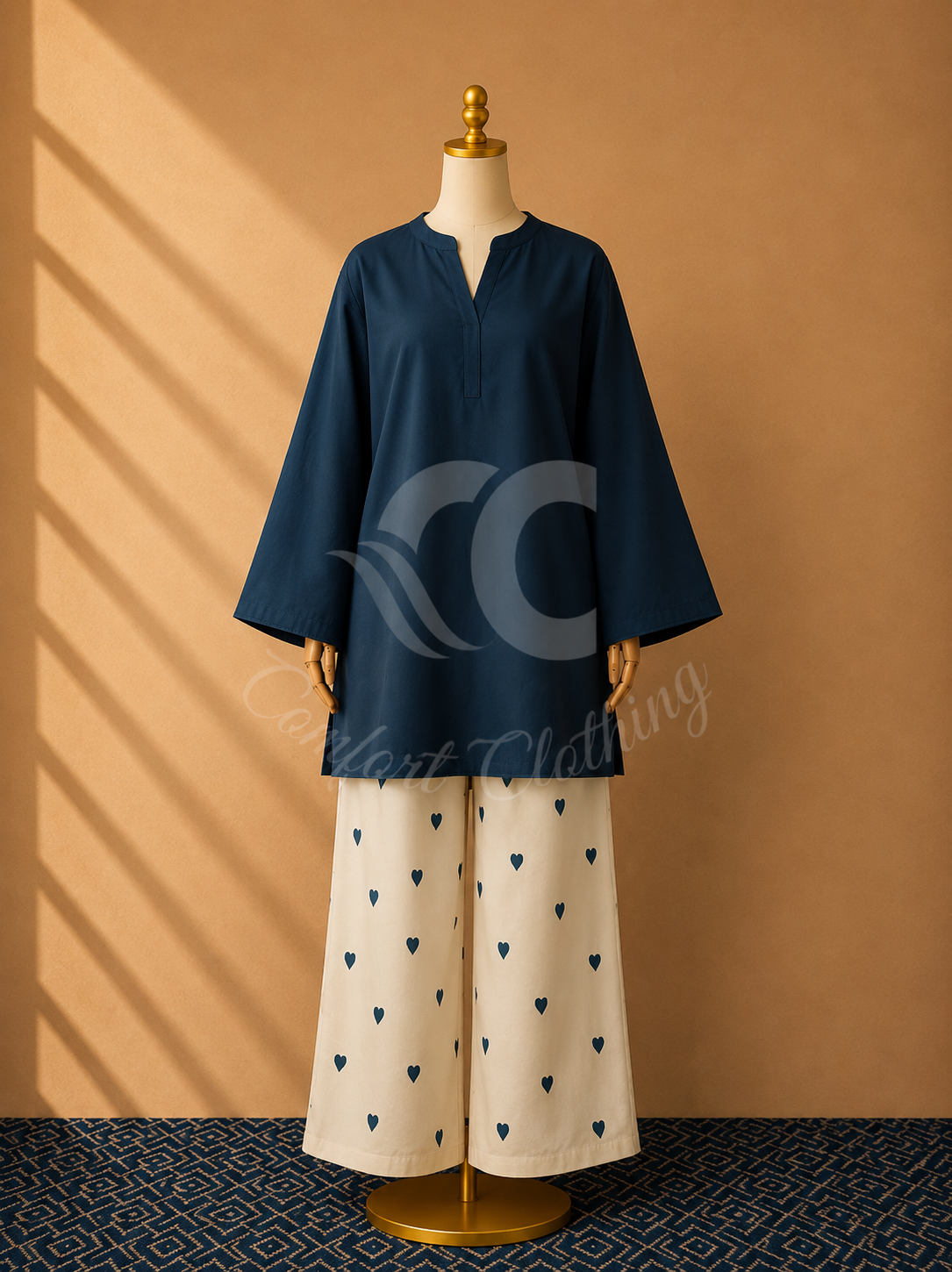 Teal Heart Style Casual Stitch 2 Piece