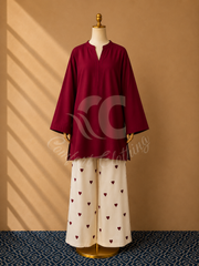 Red Heart Style Casual Stitch 2 Piece