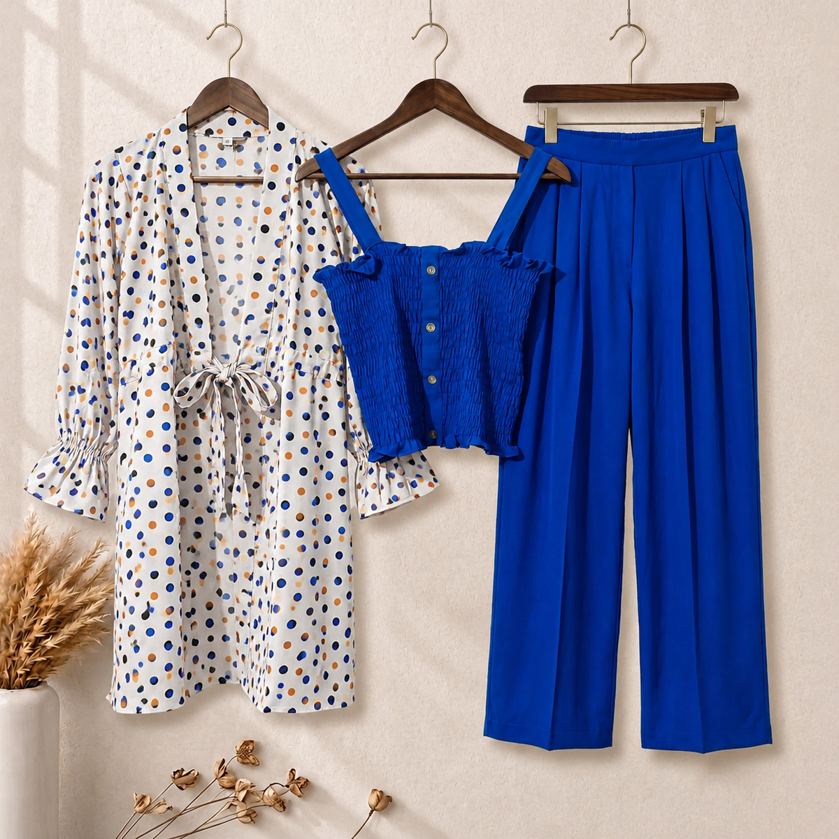 Smokey Polka Flapper Gown 3 Piece