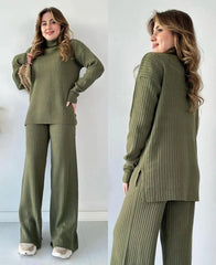 Mocha Serenity Ribbed Luxe Two-Piece CoOrd Set