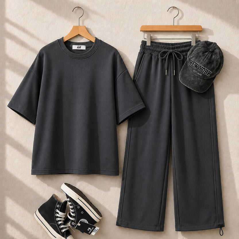 Round Neck Style Short Sleeve 2-Pcs Summer Tracksuit For Her CWTS-02
