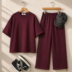 Round Neck Style Short Sleeve 2-Pcs Summer Tracksuit For Her CWTS-02