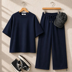 Round Neck Style Short Sleeve 2-Pcs Summer Tracksuit For Her CWTS-02