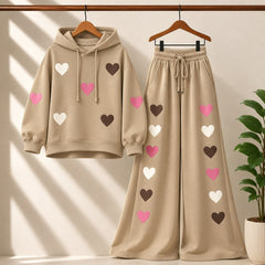 Multi Heart Print Premium Quality Winter CoOrd Set For Her