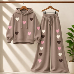 Multi Heart Print Premium Quality Winter CoOrd Set For Her