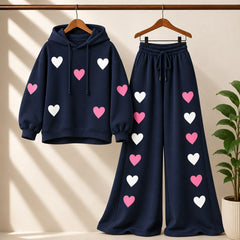 Multi Heart Print Premium Quality Winter CoOrd Set For Her
