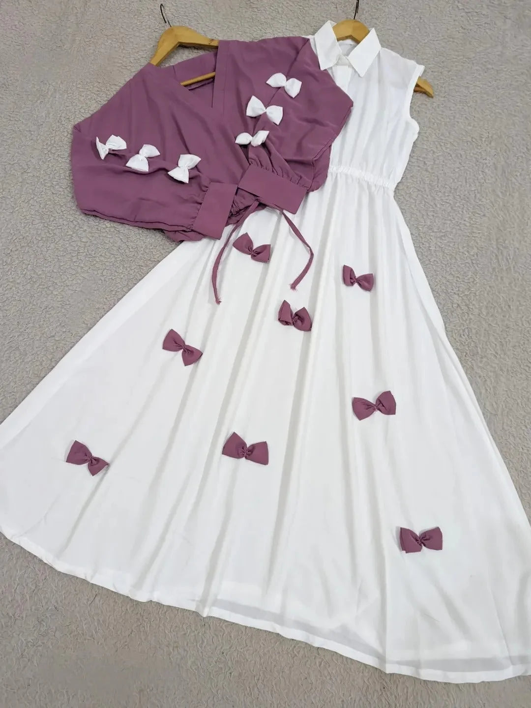 Classic Wine Bow Embellished Maxi 2-Piece