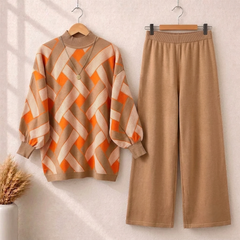 Geometric Premium Quality Winter 2-Pcs Co-Ord Set. CWTS-41