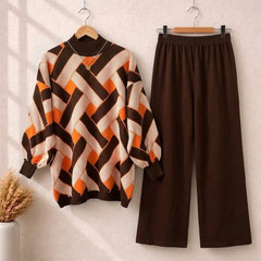 Geometric Premium Quality Winter 2-Pcs Co-Ord Set. CWTS-41