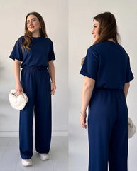 Comfort Round Neck Style Short Sleeve 2-Pcs Summer Tracksuit For Her CWTS-02