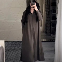 Premium Quality Long Zipper Hoodie Top Style Abaya. CWTS-24