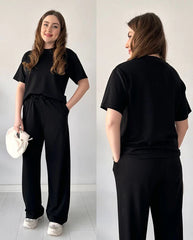 Comfort Round Neck Style Short Sleeve 2-Pcs Summer Tracksuit For Her CWTS-02