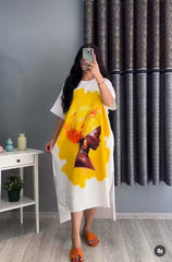 Summer Drop Shoulder Printed Long Top. C-02