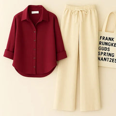 Comfort Luxe Co-Ord Set – Maroon & Beige